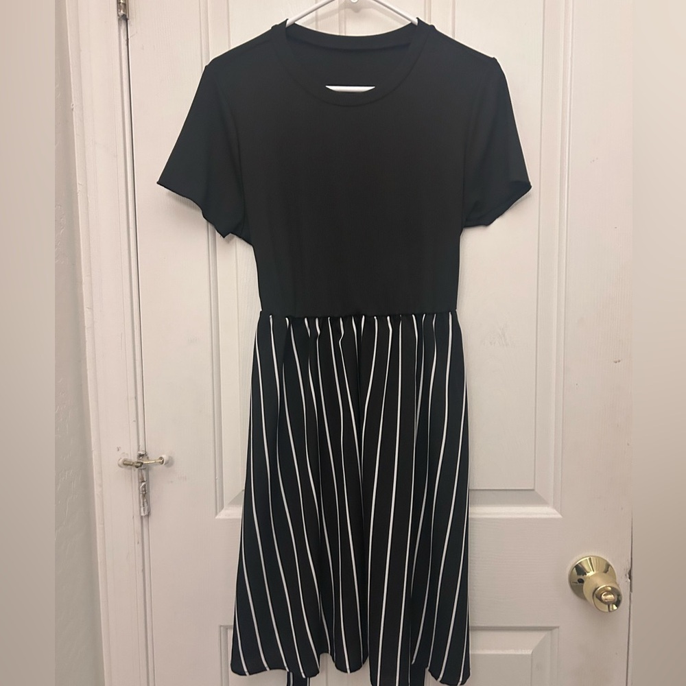 Black and White Striped Dress